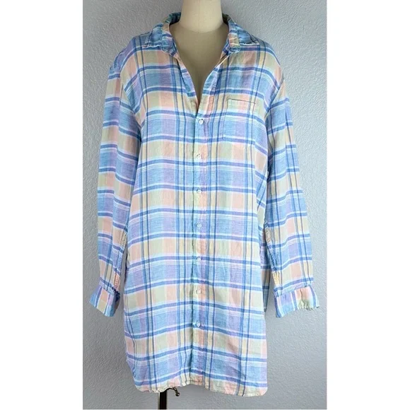 Frank & Eileen Mary Linen Plaid Shirt Dress Multi Color Plaid, size Large - Picture 7 of 13